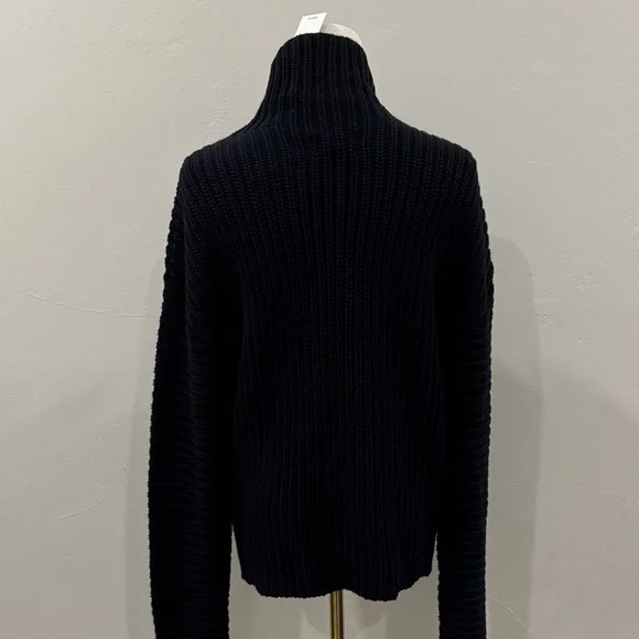 NWT 🖤 RTA Black Cotton Turtleneck Sweater with Front Slit – Size Large